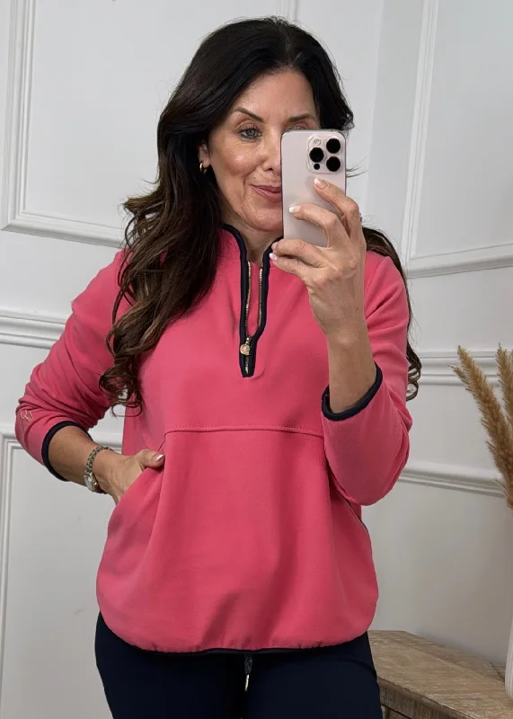 Angelina Pink Half Zip VB Sweatshirt