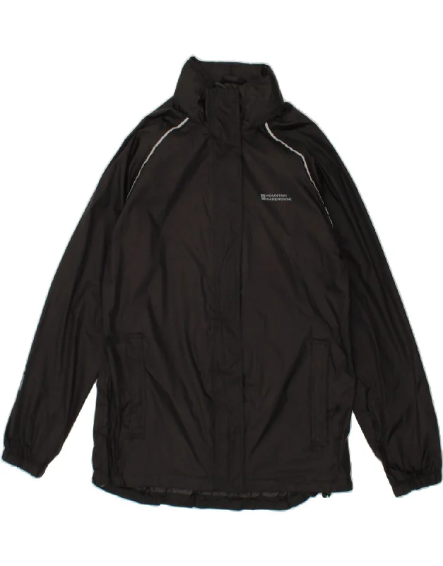 MOUNTAIN WAREHOUSE Womens Rain Jacket UK 12 Medium  Black Nylon