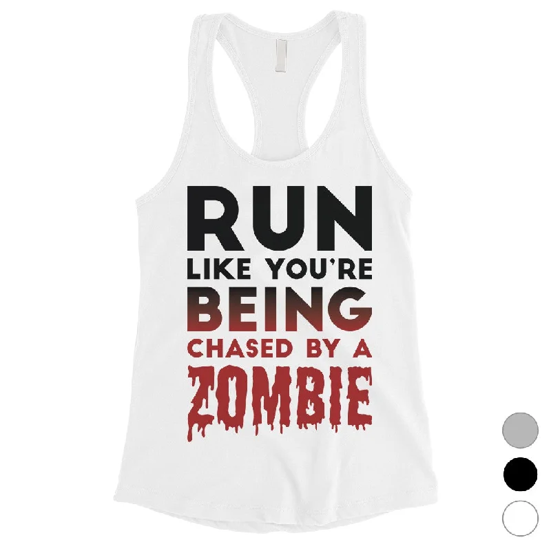 Chased By Zombie Womens Scared Funny Great Perfect Tank Top Gift