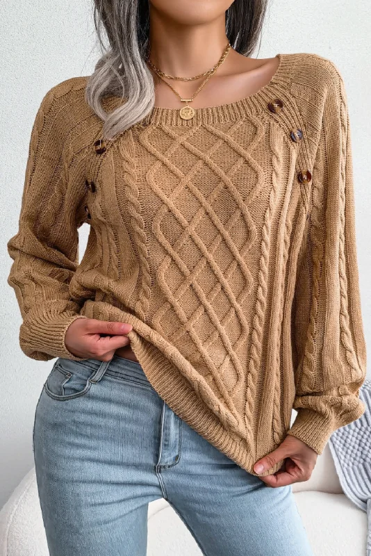 'Phoebe' Buttoned Clinch Twist Knitted Sweater (3 Colors)