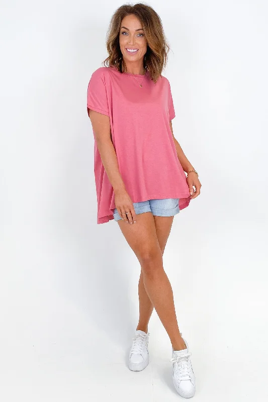 Tirelli Longline Crewneck Tee Blush Pink