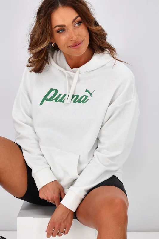 Puma ESS + Blossom Script Hoodie White