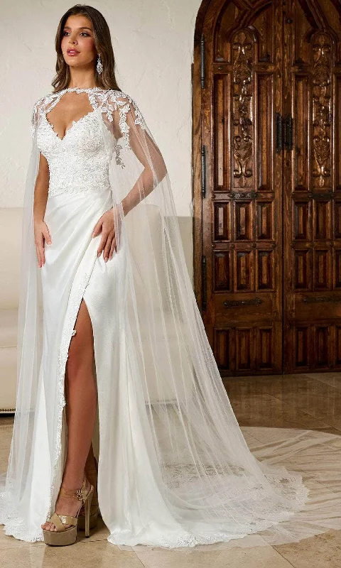 Rachel Allan RB3186 - Deep V-Neck Sheath Bridal Gown