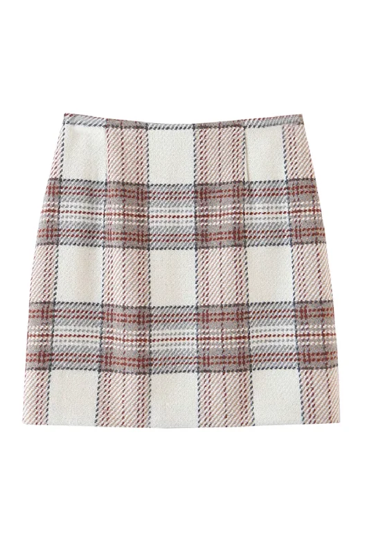 'Ivy' Knitted Plaid Skirt