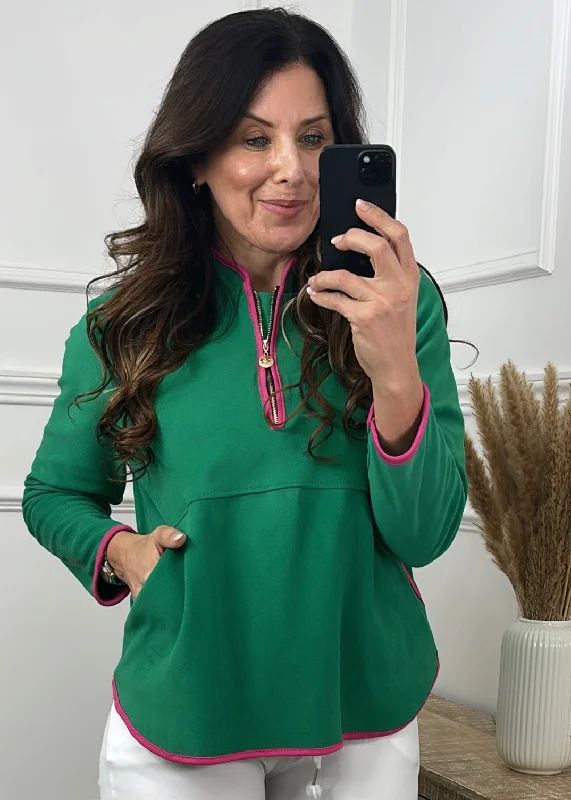 Angelina Green Half Zip VB Sweatshirt