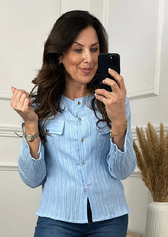 Esther Sky Blue Textured Shirt