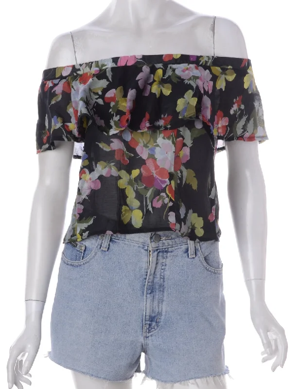 Label Frill Printed Top