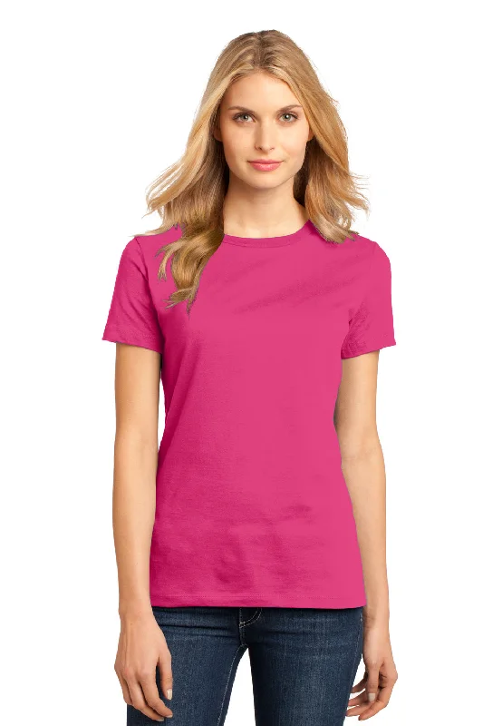 District Womens Perfect Weight Short Sleeve Crewneck T-Shirt - Dark Fuchsia Pink