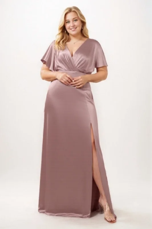 Sheath Sweep Luxe Satin Bridesmaid Dress Formal Dresses CB0505PS