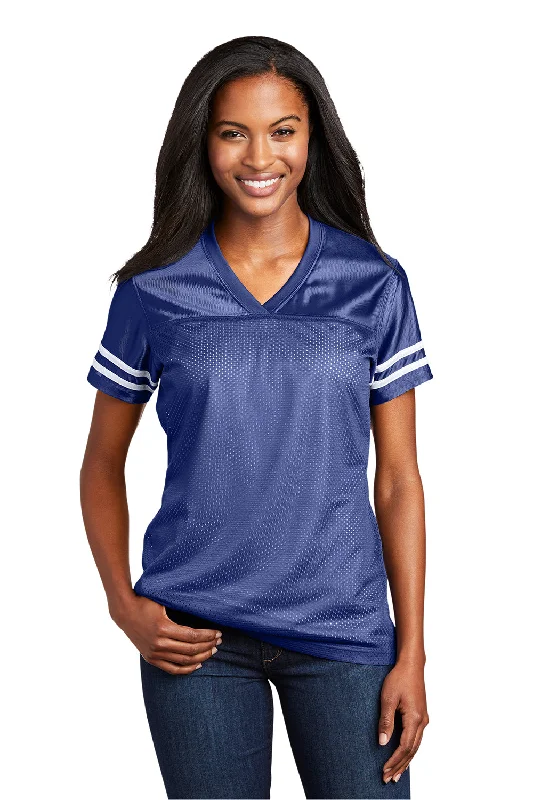 Sport-Tek Womens Short Sleeve V-Neck T-Shirt - True Royal Blue/White