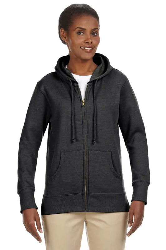 Econscious Womens Heathered Fleece Full Zip Hooded Sweatshirt Hoodie w/ Pockets - Charcoal Grey - Closeout