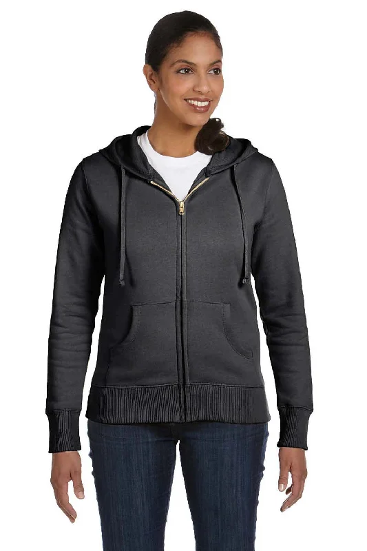 Econscious Womens Full Zip Hooded Sweatshirt Hoodie w/ Pockets - Charcoal Grey - Closeout