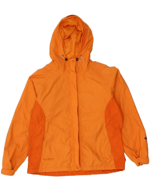 COLUMBIA Womens Hooded Rain Jacket UK 18 XL Orange Polyester