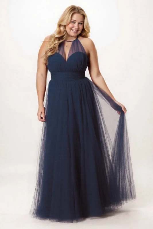 A-Line Floor Length Tulle Bridesmaid Dress CB0334PS