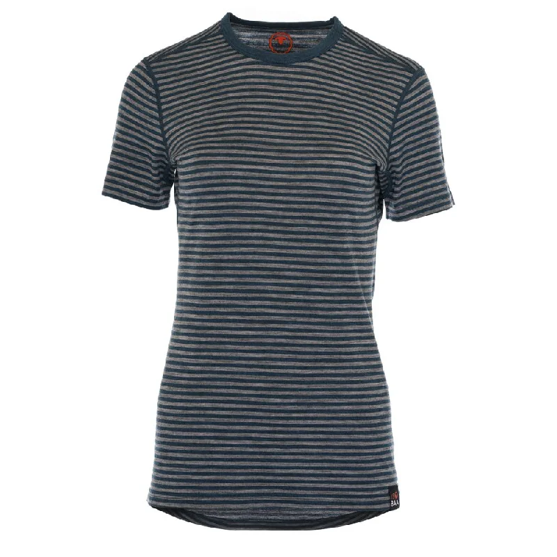 Womens Merino 150 Short Sleeve Crew (Stripe Petrol/Charcoal)