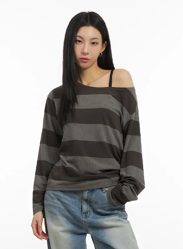 One-Shoulder Striped Top ID431