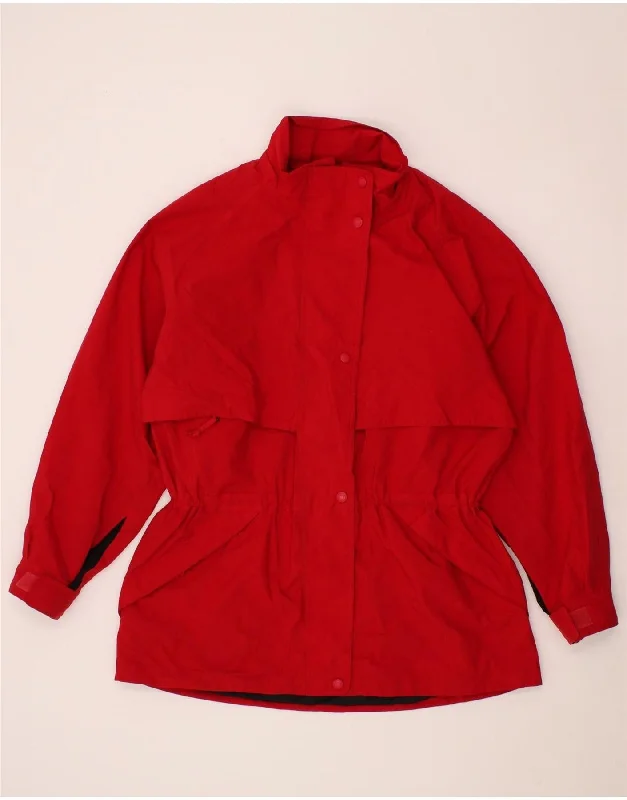 EDDIE BAUER Womens Raincoat UK 16 Large Red Polyester