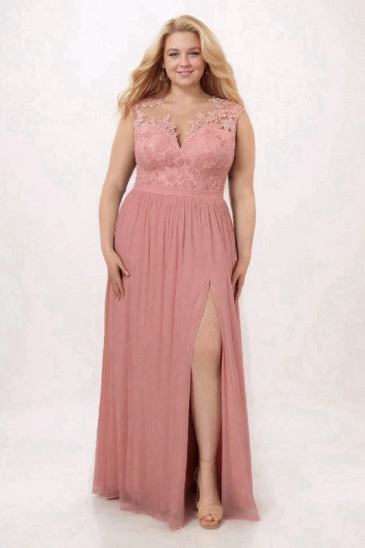 Sheath Floor Length Chiffon and Lace Bridesmaid Dress PR3554PS