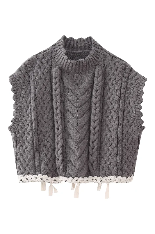 'Alice' Sleeveless Cable-Knit Vest