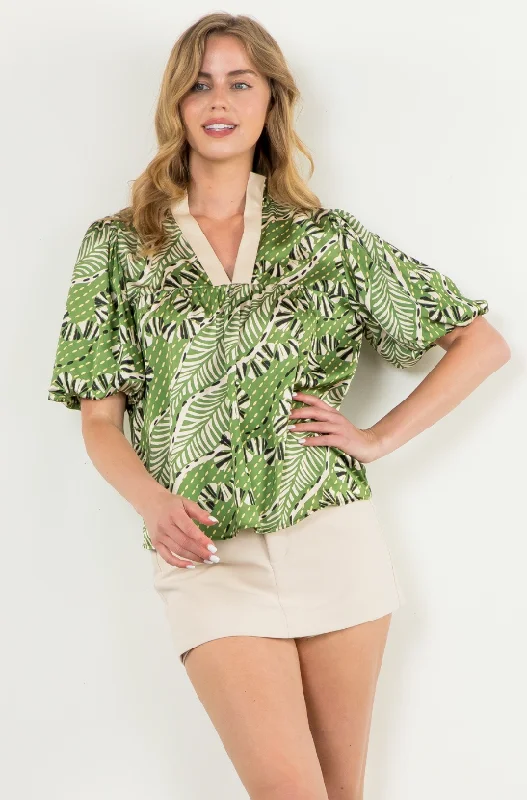 Joyce Puff Sleeve Print Top - Final Sale 30% off in cart