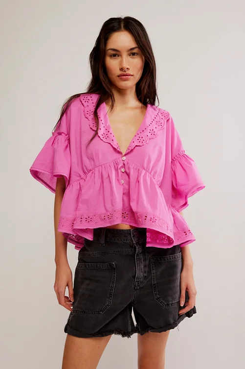 Free People Elle Cutwork Top - Final Sale 25% off in cart