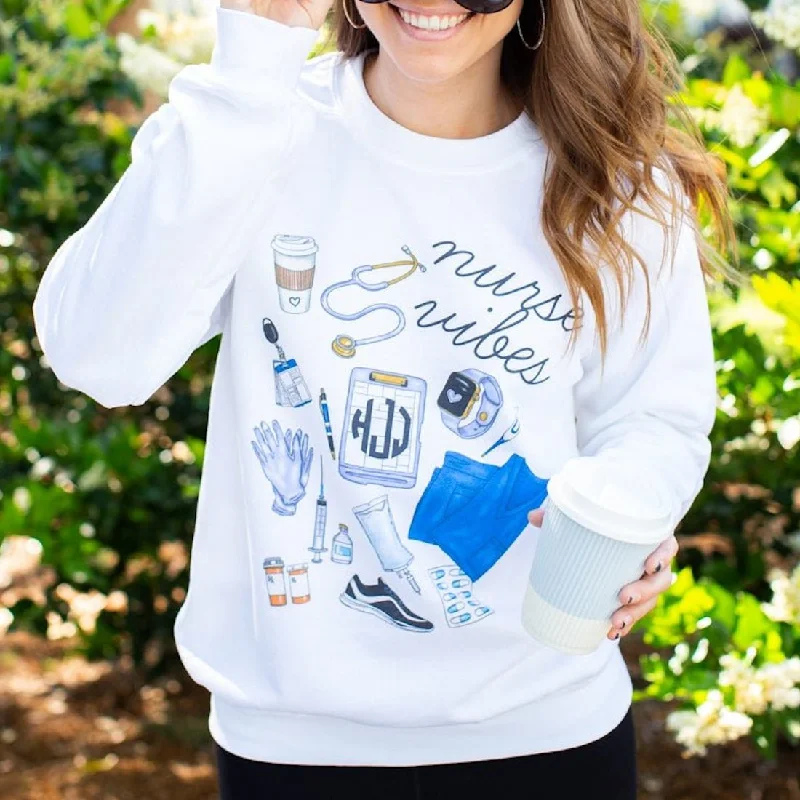 Monogrammed 'Nurse Vibes' Crewneck Sweatshirt