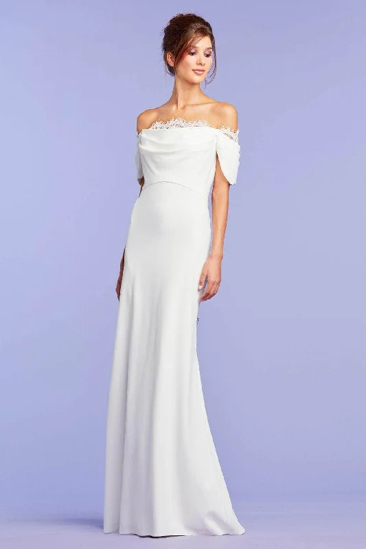 Tadashi Shoji BOS20408LBR - Draped Off Shoulder Bridal Gown