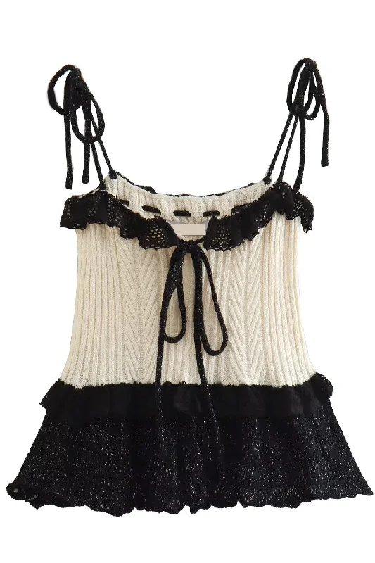 'Elaine' Sleeveless String Knitted Top