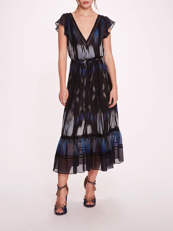 Abstract Viscose Midi Dress