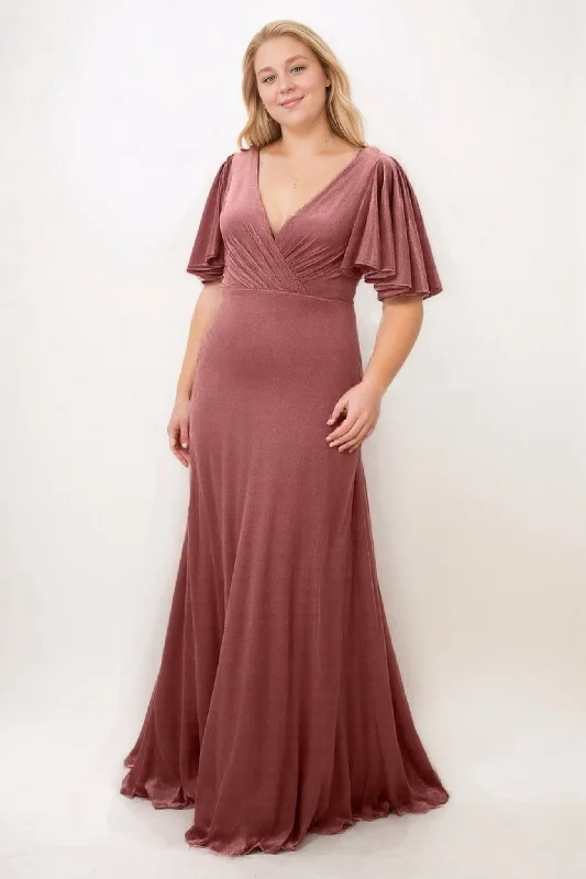 A-Line Floor Length Velvet Bridesmaid Dress Formal Dresses CB0367PS