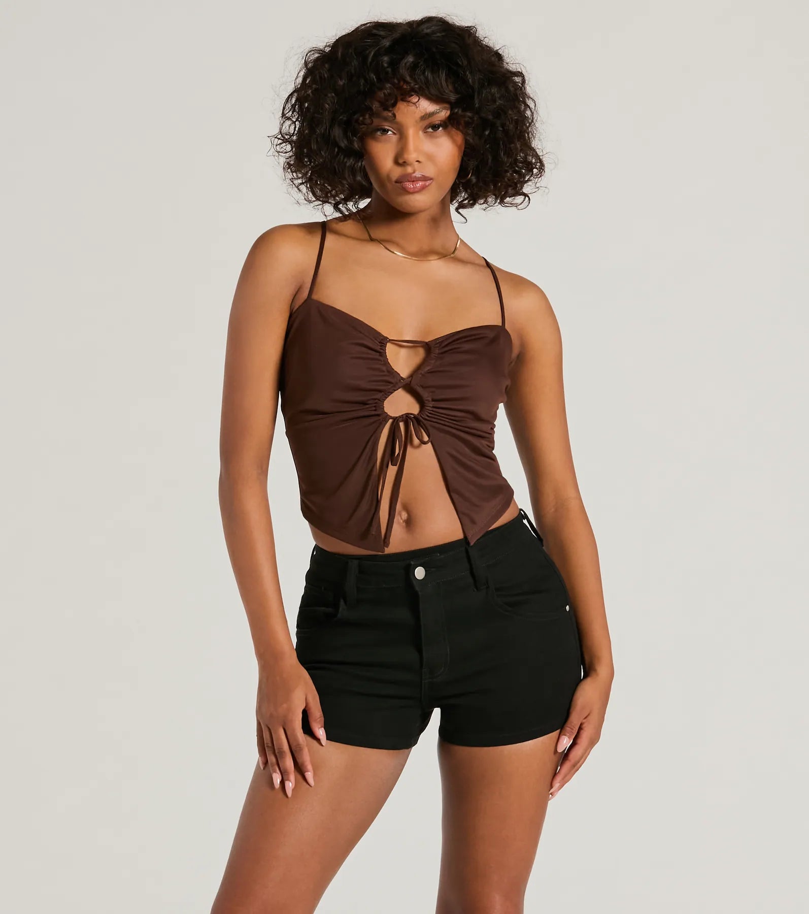 Sweet Fling Lace-Up Mesh Crop Top