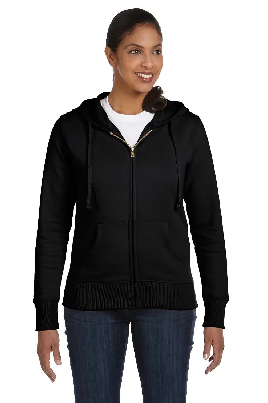 Econscious Womens Full Zip Hooded Sweatshirt Hoodie w/ Pockets - Black - Closeout